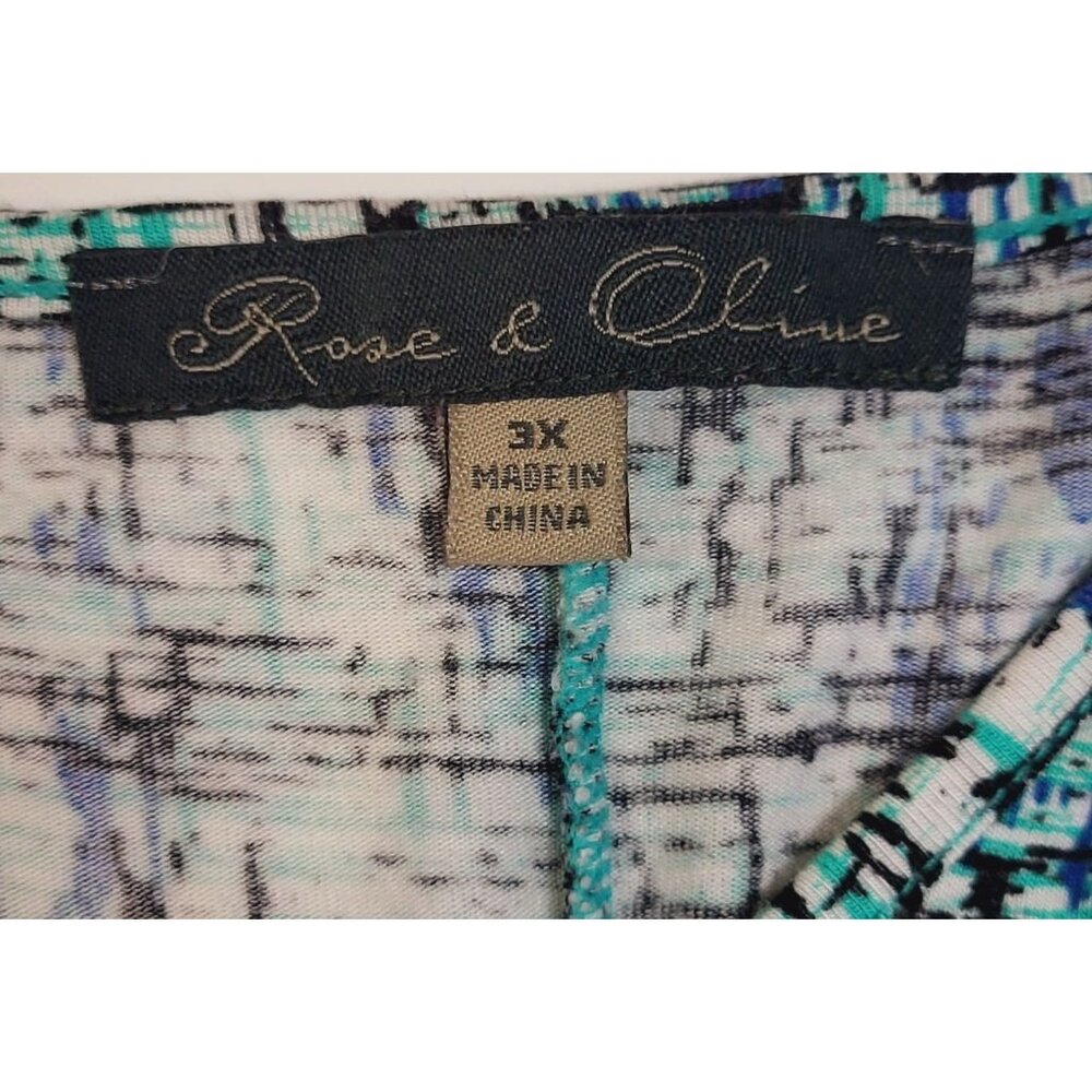 Rose & Olive Womens 3/4 Sleeve Tunic Blue Black White Size 3X - Picture 6 of 7